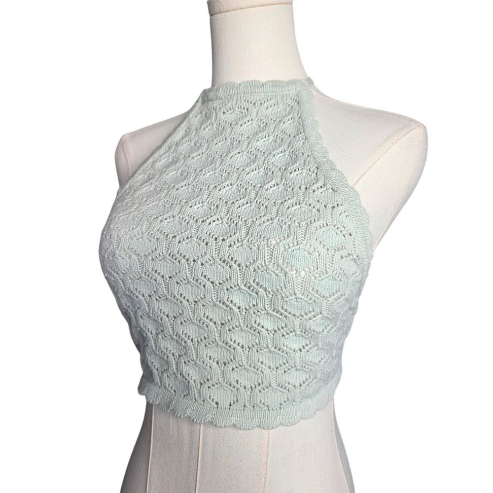 ANWND Mint Crochet Halter Top